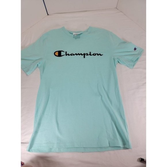 Champion Mint Green Embroidered Patch T-shirt Unisex Medium M - Picture 5 of 6
